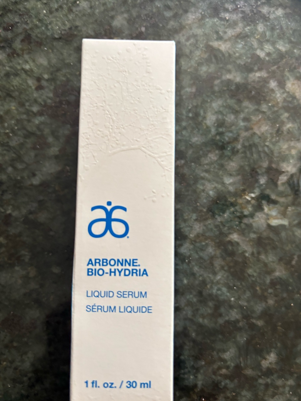 Arbonne Bio-Hydria Liquid Serum White Box with Blue Logo